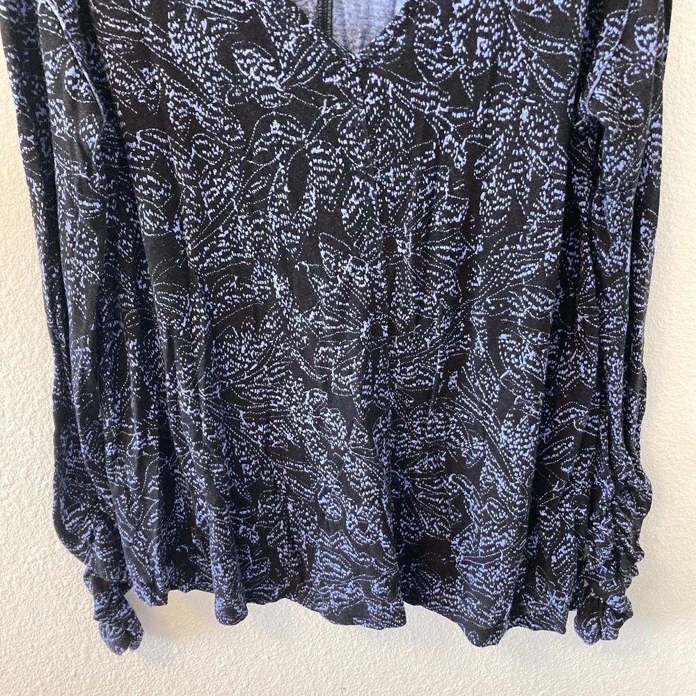 Free People Tunic Top Size Small Black & Blue Combo Loose Fit Crop Back Sahara - Picture 4 of 13